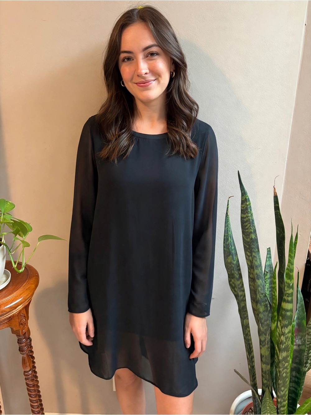 Soft Surroundings Black Long-Sleeve Chiffon Tunic
#0130